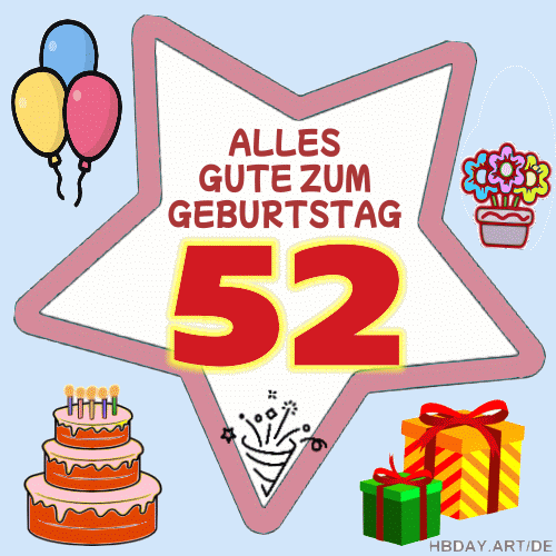 52 Jahre Geburtstagsgrußkarte, geburtstagskarte 52