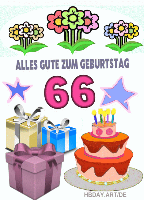 66 Jahre Geburtstagsgrußkarte, geburtstagskarte 66 gif
