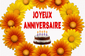 Joyeux anniversaire fleurs gif image