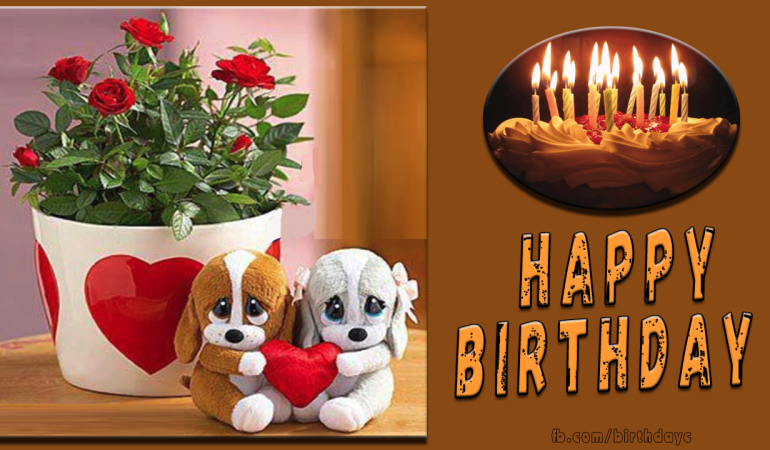 Birthday greeting card with cute toy dog