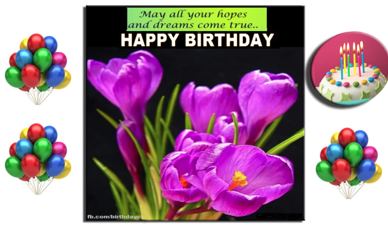 Purple flowers birthday greeting cards