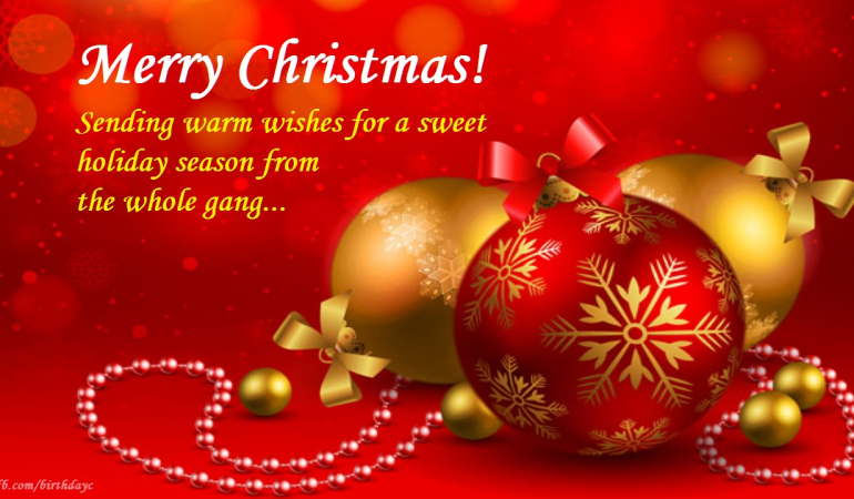 Merry Christmas! Sending warm wishes for a sweet holiday season from the whole gang.