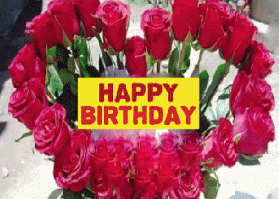 Roses birthday greeting card gif
