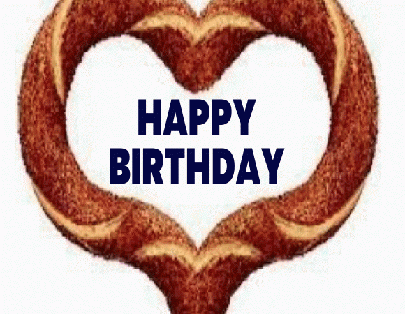 Heart shaped bagels, birthday gif message