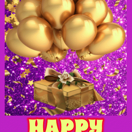 Gold Balloons, Happy Birthday Gif