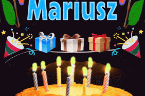 Happy Birthday Mariusz gif cake candles