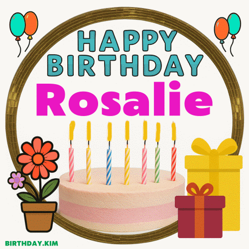 Happy Birthday Rosalie Gif cake candles