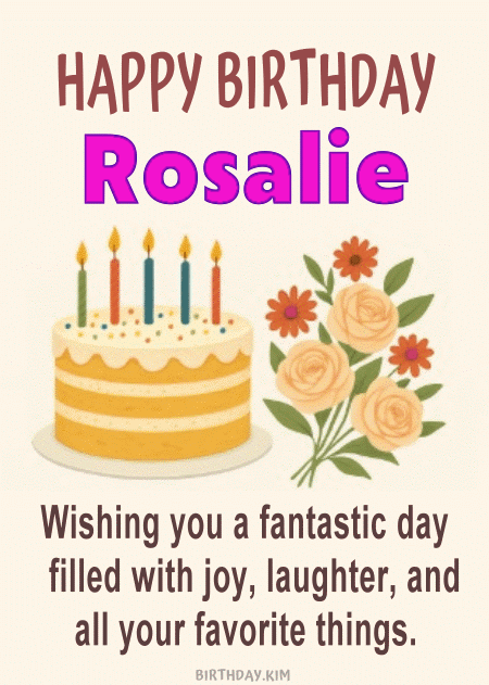 Happy Birthday Rosalie Gif cake candles