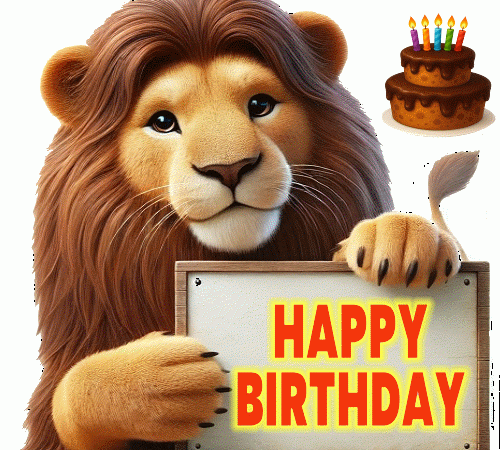 Happy Birthday Lion Animated Gif